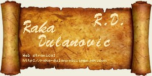 Raka Dulanović vizit kartica